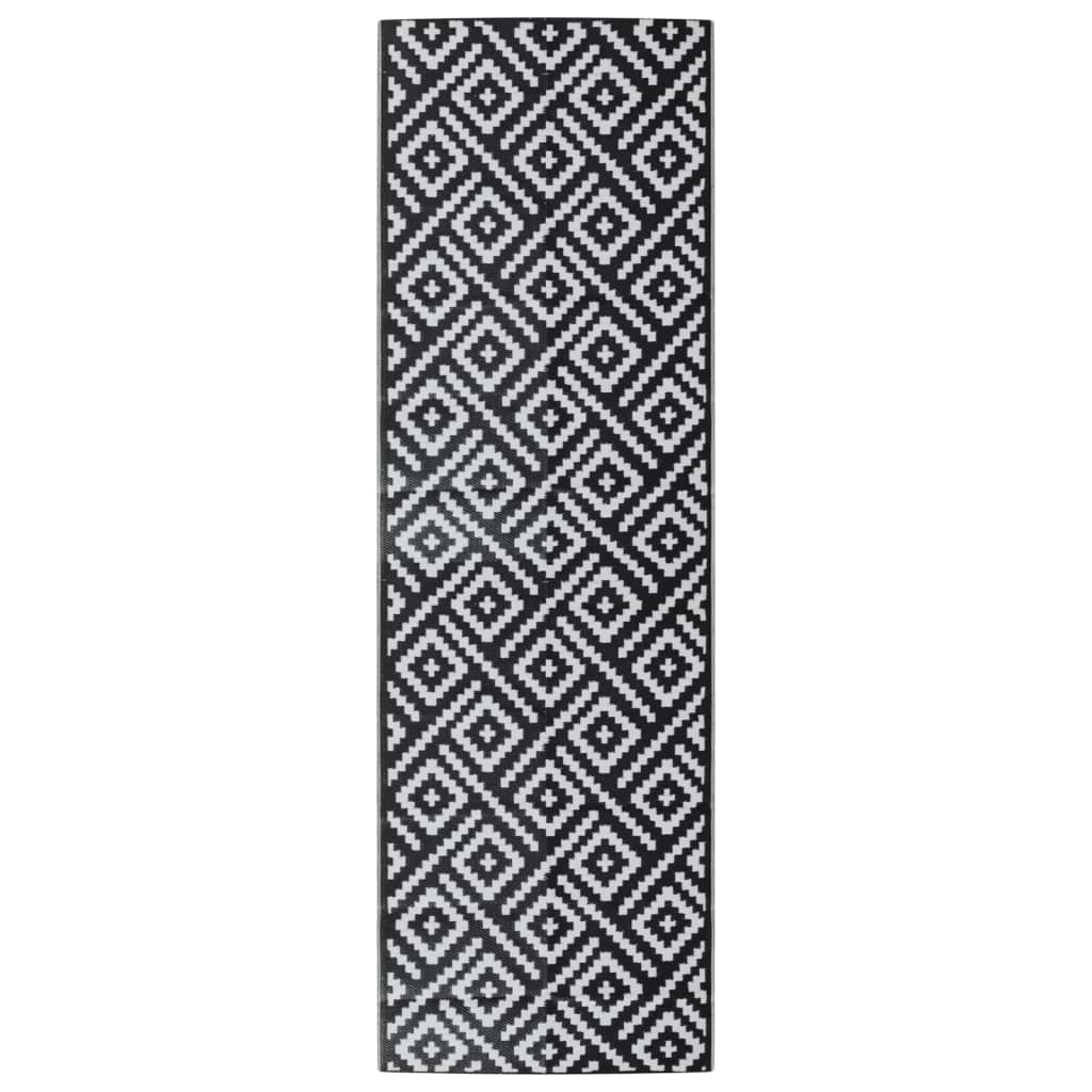 Vidaxx alfombra de exterior arakil 80x250 cm polipropileno blanco y negro