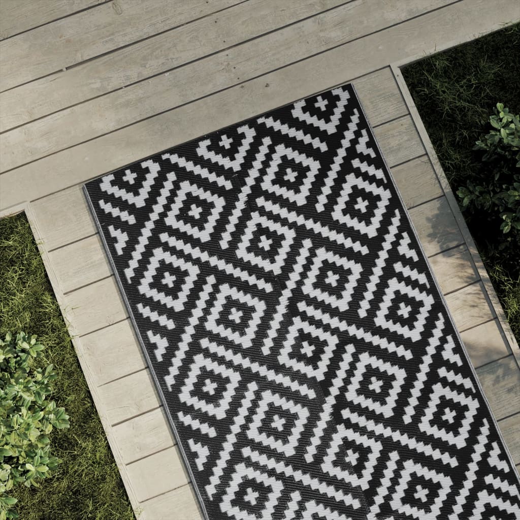 Vidaxx alfombra de exterior arakil 80x250 cm polipropileno blanco y negro