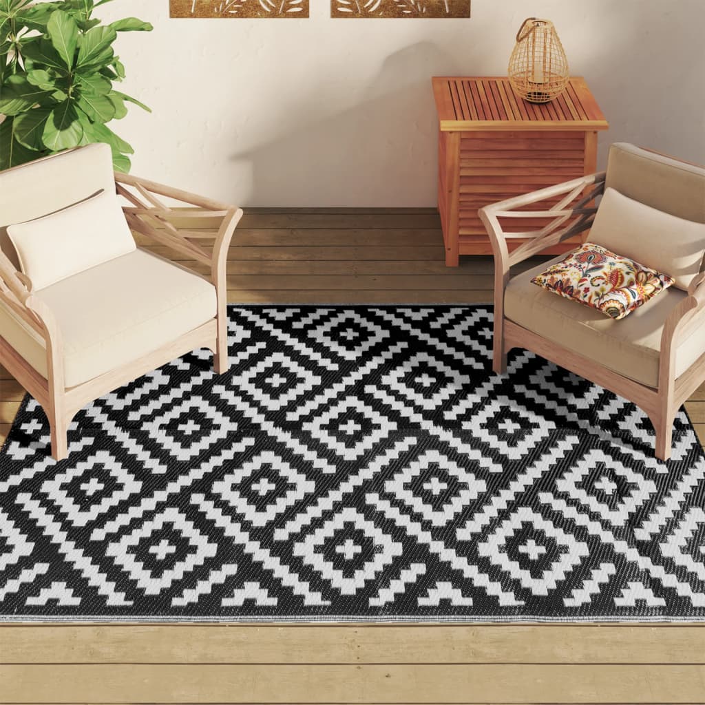 Vidaxl buitenkleed arakil 140x200 cm polypropeen wit en zwart
