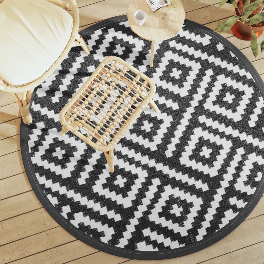 Vidaxx outdoor rug arakil ø160 cm polypropylene white and black