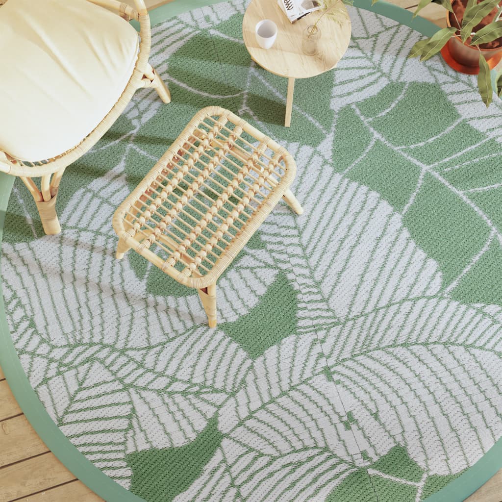 Vidaxl Fuera exterior de la alfombra Ø200 cm Polypropene Green