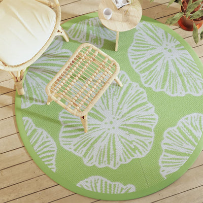 Vidaxl Fuera de la alfombra exterior Ø 160 cm de polipropeno verde