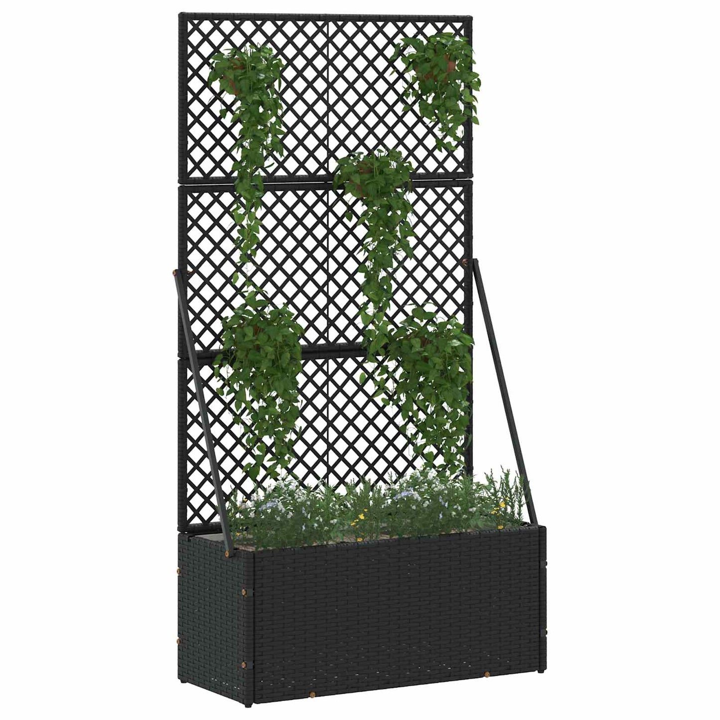 VidaXL macetero de jardín negro 70 x 30 x 135 cm metal