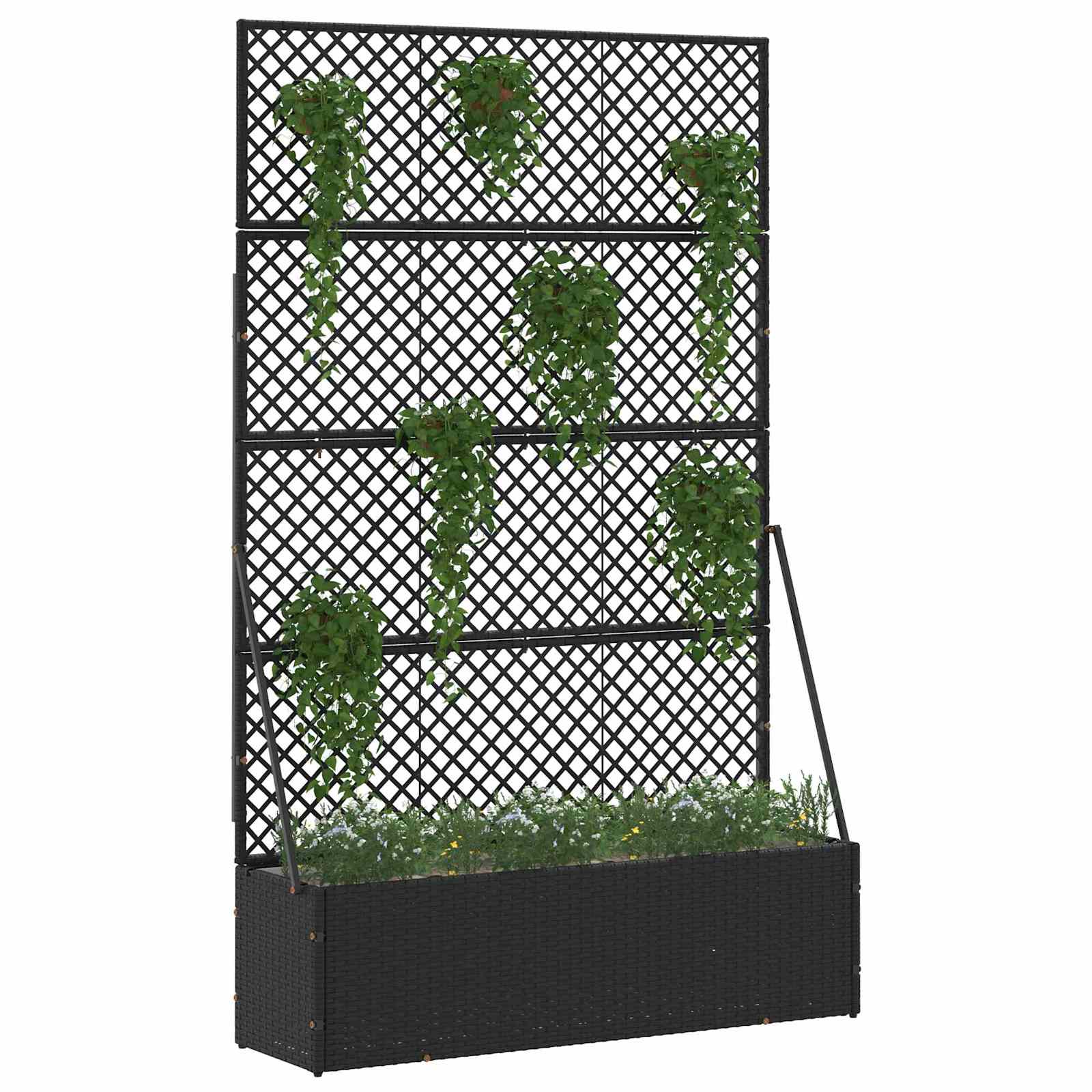 Vidaxl tuin bloempot zwart 105 x 30 x 170 cm metaal