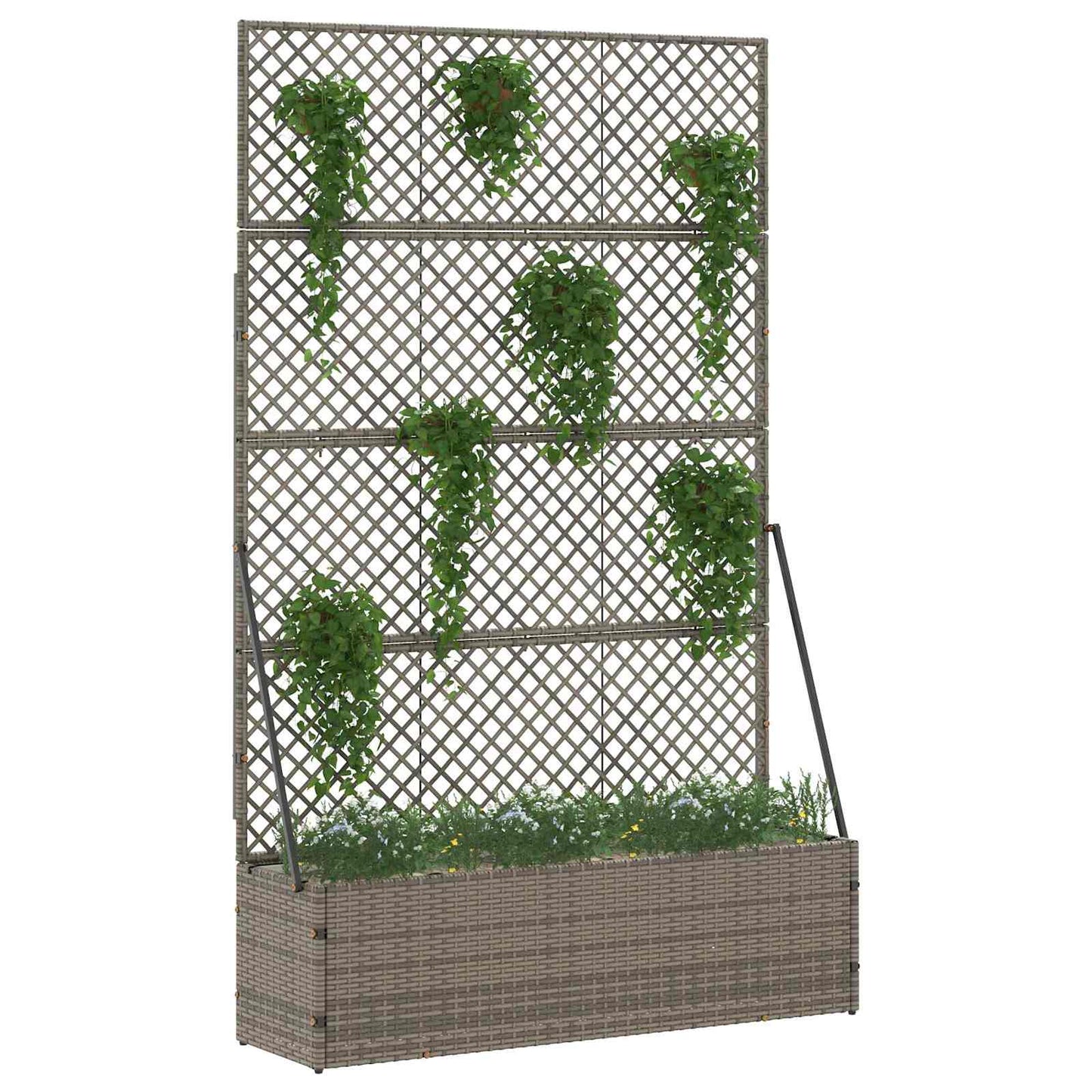 Vidaxl tuin bloempot grijs 105 x 30 x 170 cm metaal