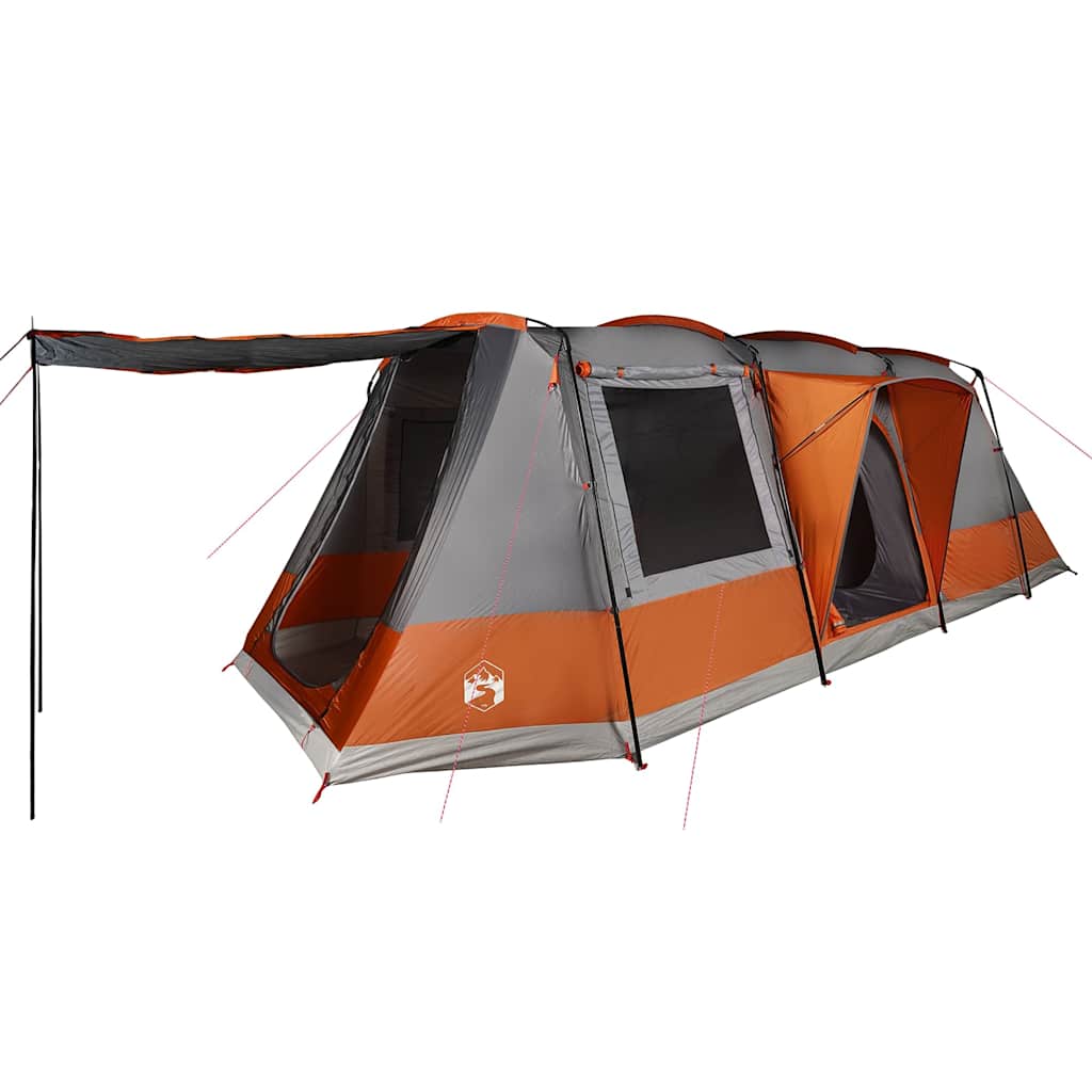 Vidaxl Tunnel Tenda di 4 persone impermeabile grigio e arancione