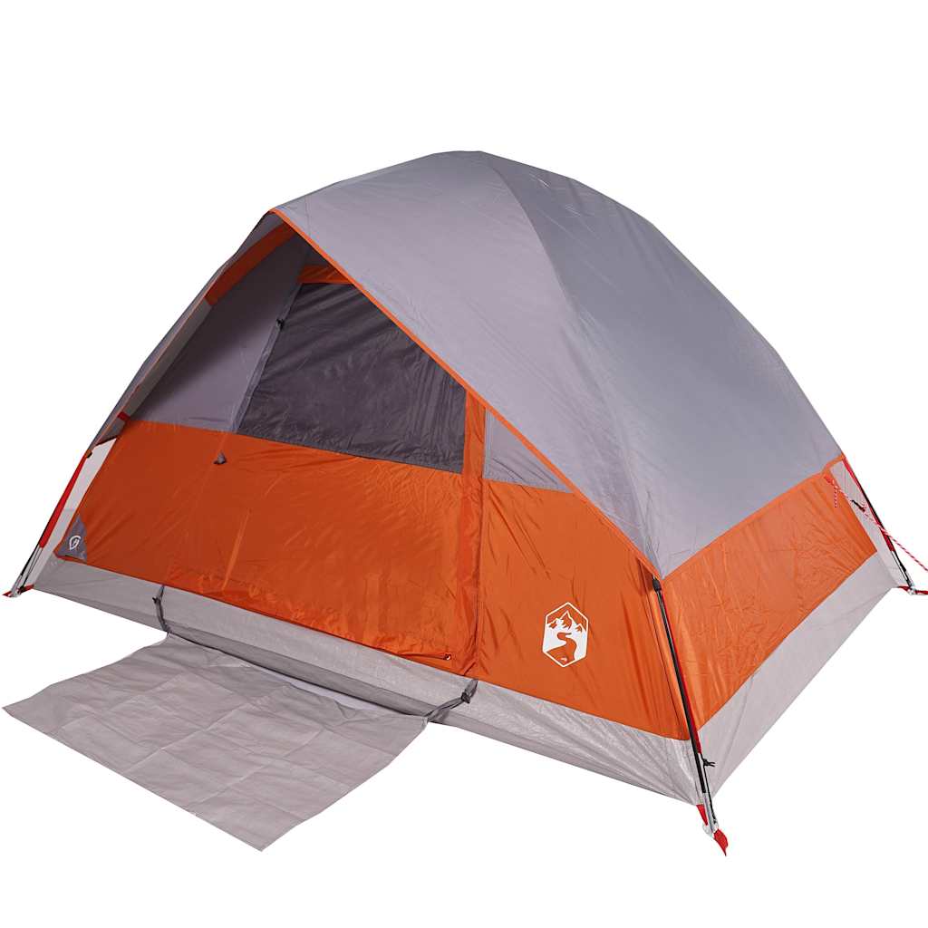 Vidaxl Tenda cupola di 4 persone impermeabili grigio e arancione
