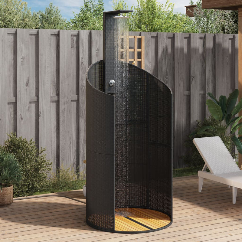Vidaxl Shower Outdoor 100x100x241.5 cm Poly Rattan e Acaciahout Black