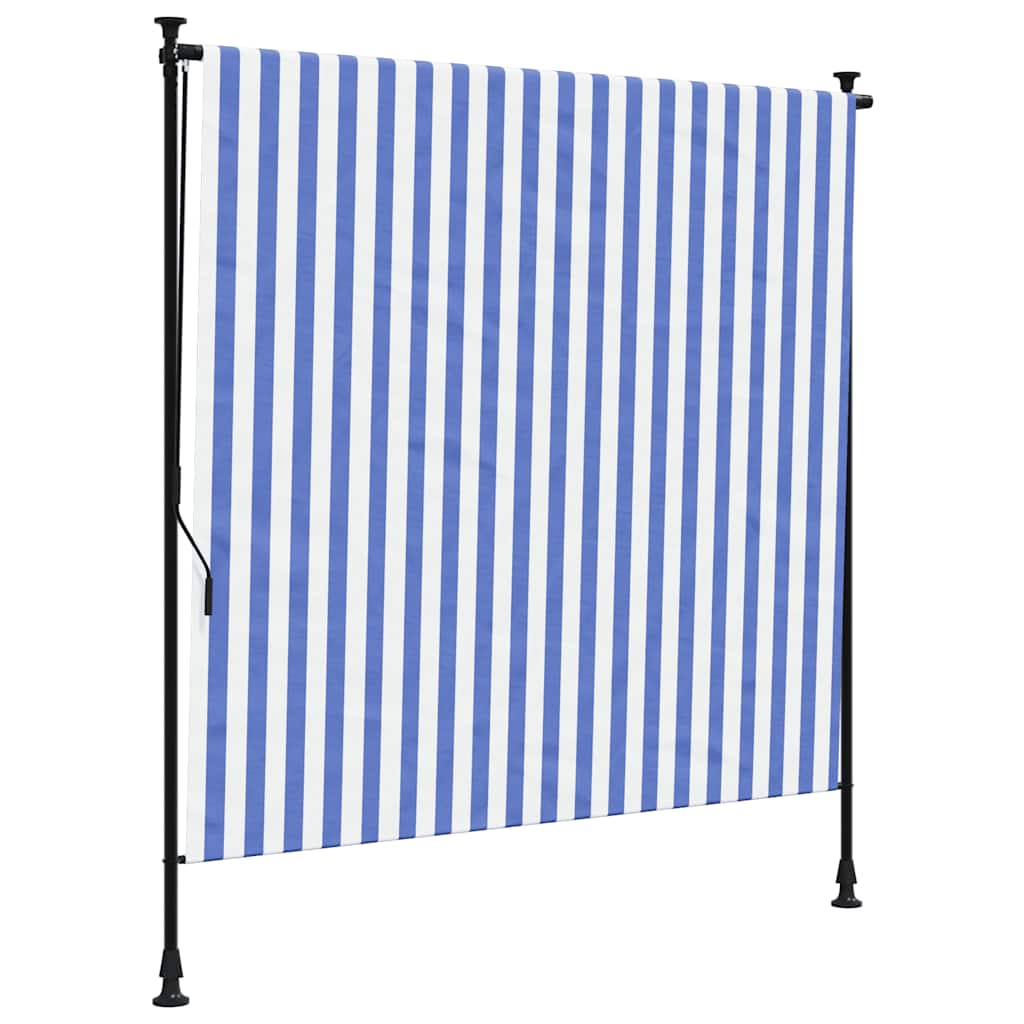 Vidaxl rullo cieco per tessuto esterno 200x270 cm e blu in acciaio e bianco