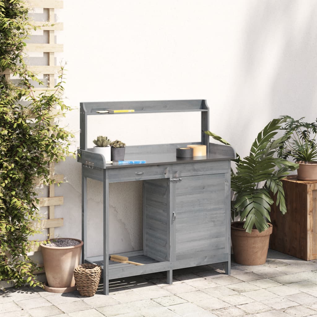 Vidaxl Botton Table con armadio 110.5x45x124.5 cm grigio porting solido