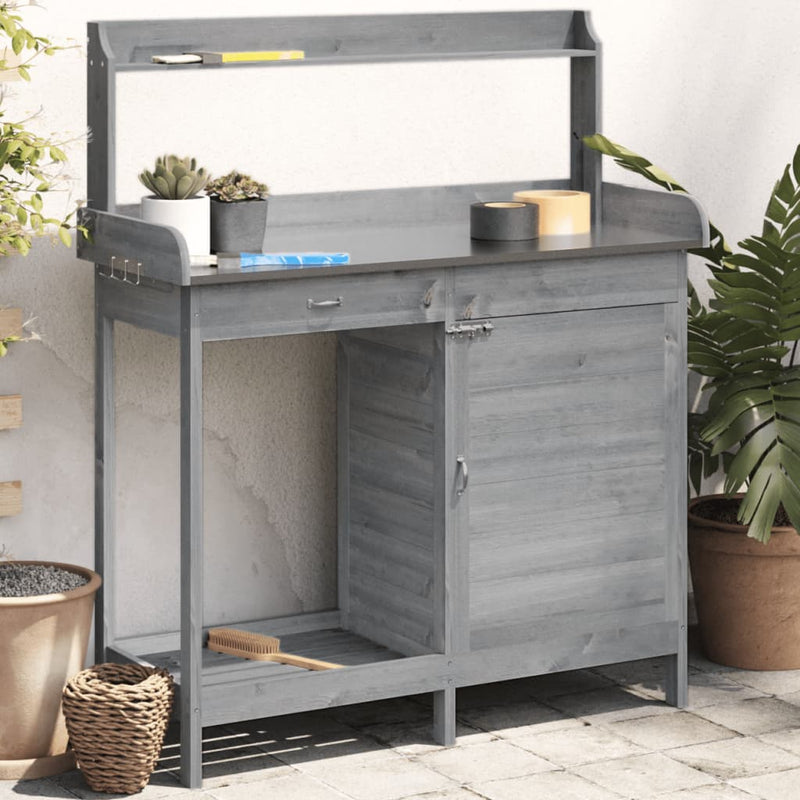 Vidaxl Botton Table con armadio 110.5x45x124.5 cm grigio porting solido