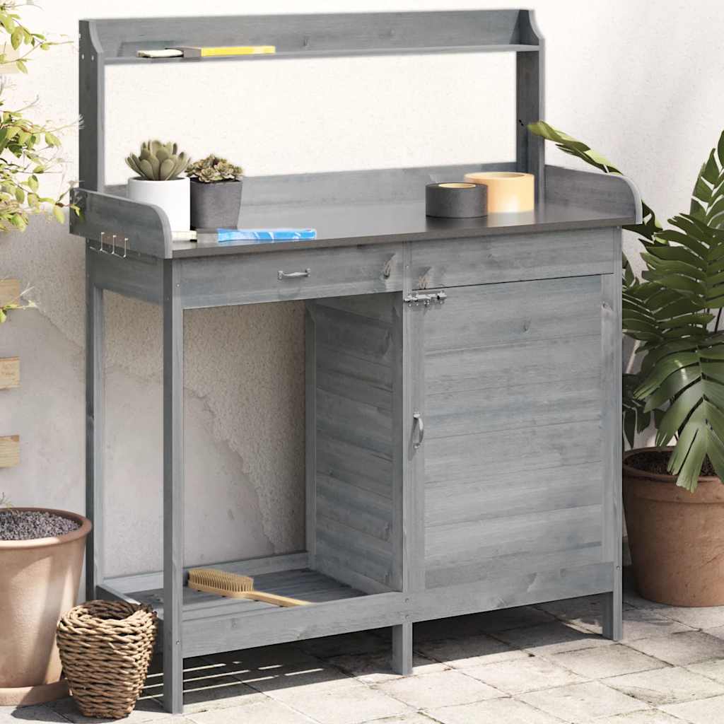 Vidaxl Botton Table con armadio 110.5x45x124.5 cm grigio porting solido