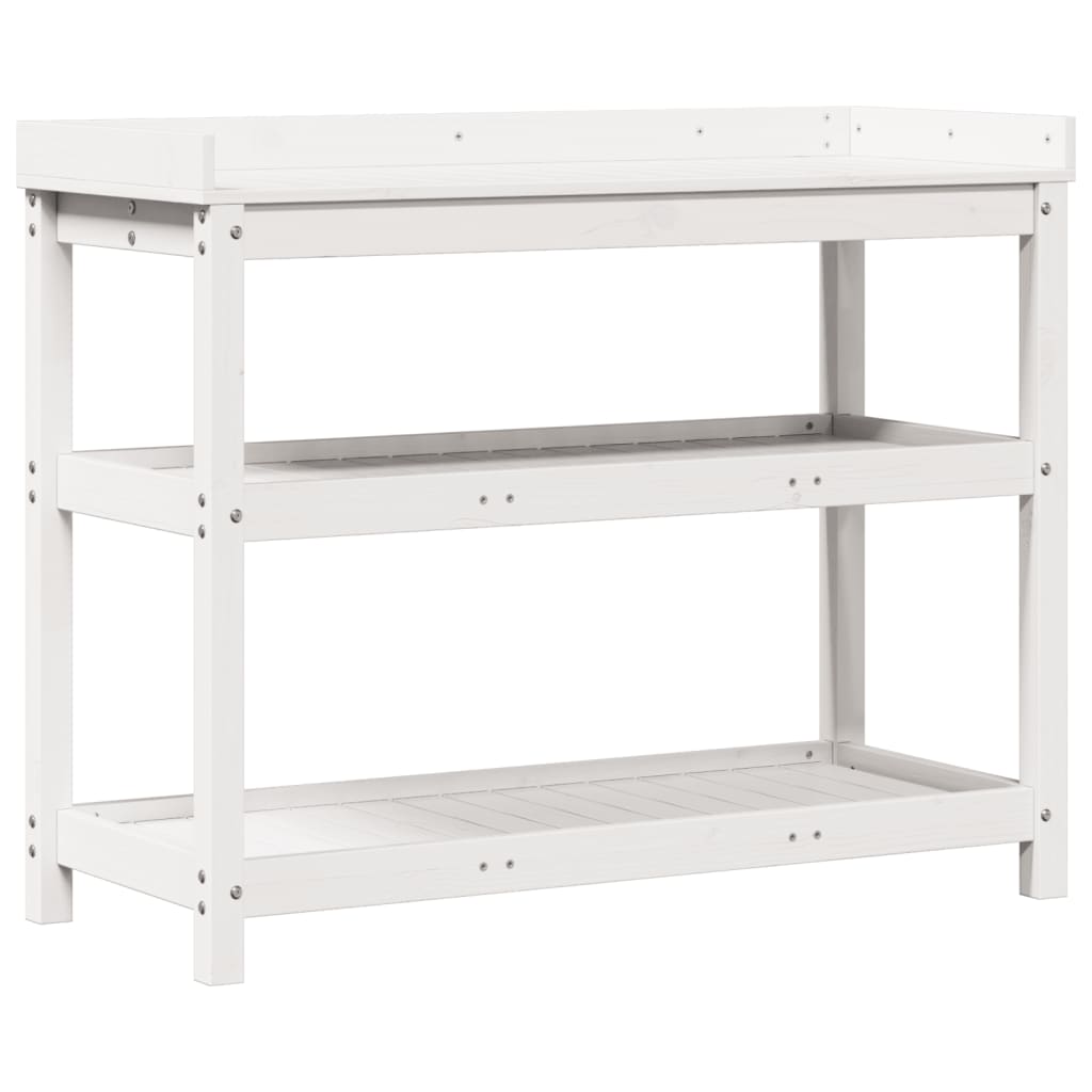 Vidaxl Botton Table con estantes de 108x45x86.5 cm de pino sólido