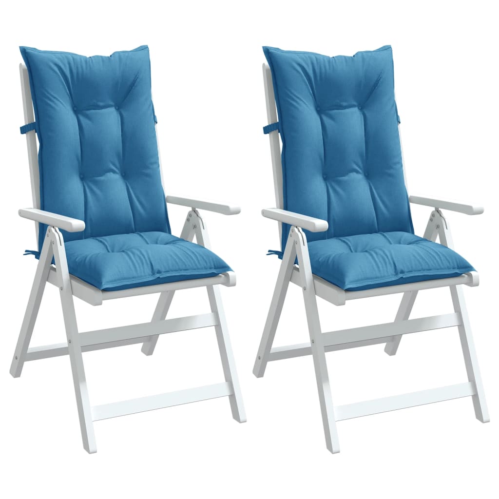 Cojines de silla Vidaxl 2 st alto trasero 120x50x7 cm de tela mixta azul
