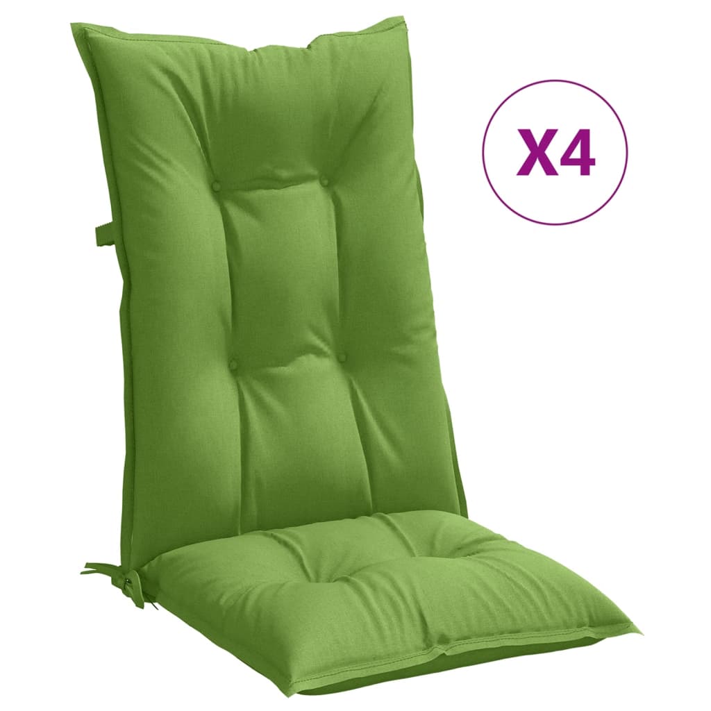 Cojines de silla Vidaxl 4 st alto en la parte posterior 120x50x7 cm de tela mixta verde