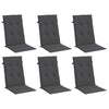 Cuscini da sedia Vidaxl 6 St High Back 120x50x4 cm in tessuto miscelato Antracite