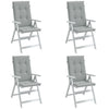 Cojines de silla Vidaxl 4 st alto en la parte posterior 120x50x4 cm de tela gris claro