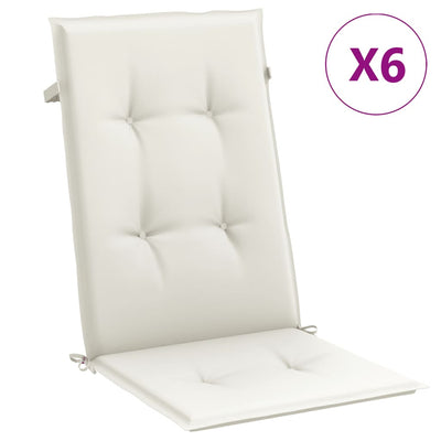 Cuscini da sedia Vidaxl 6 St High Back 120x50x4 cm Crema miscelata