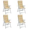 Cojines de silla Vidaxl 4 st altura 120x50x4 cm de tela mixta beige