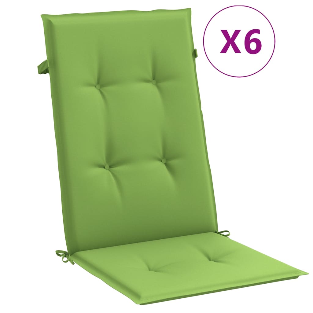 Cuscini da sedia Vidaxl 6 St High Back 120x50x4 cm in tessuto misto verde