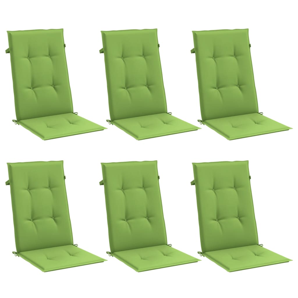 Cuscini da sedia Vidaxl 6 St High Back 120x50x4 cm in tessuto misto verde