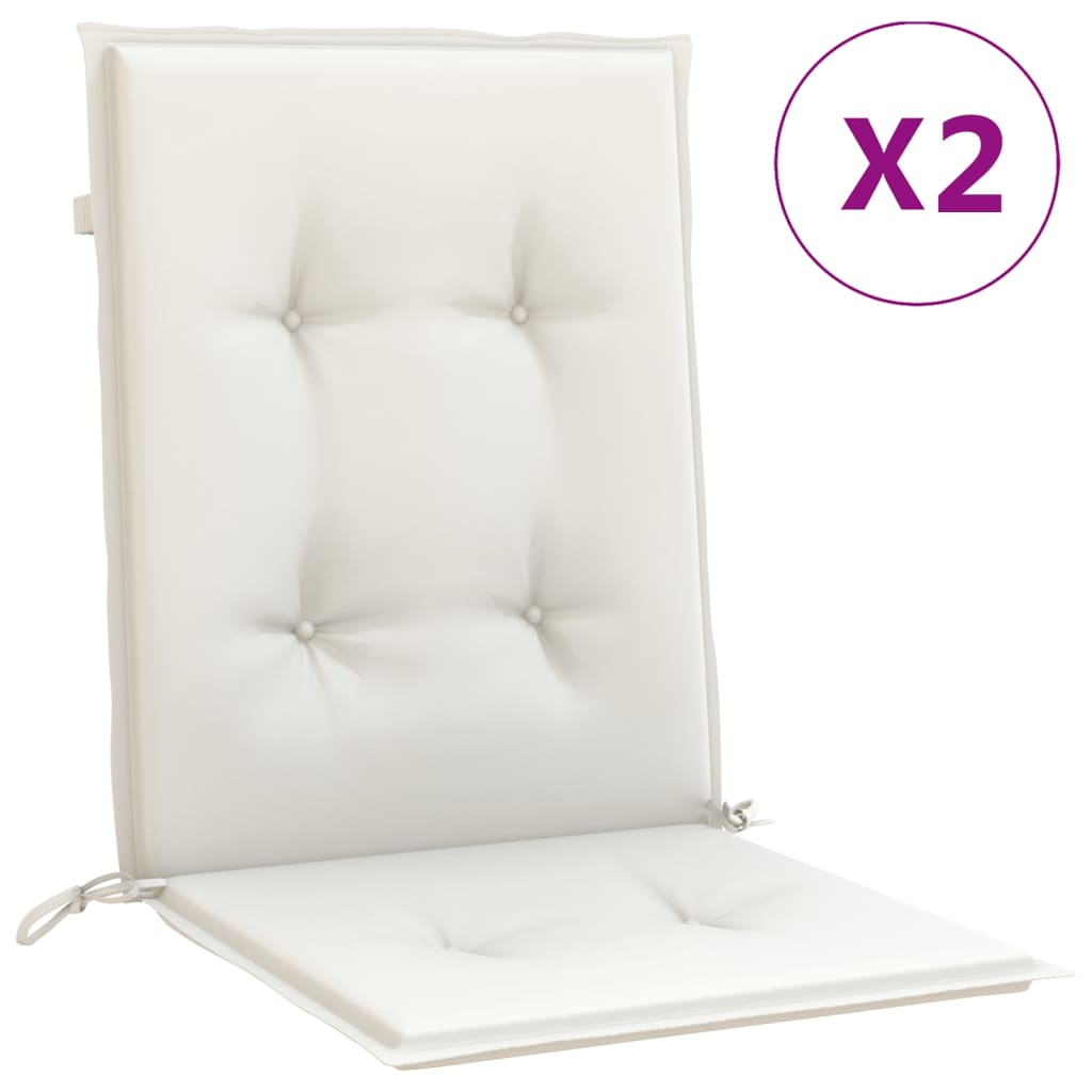 Cuscini da sedia Vidaxl 2 pezzi Bassa schiena 100x50x4 cm Crema miscelata