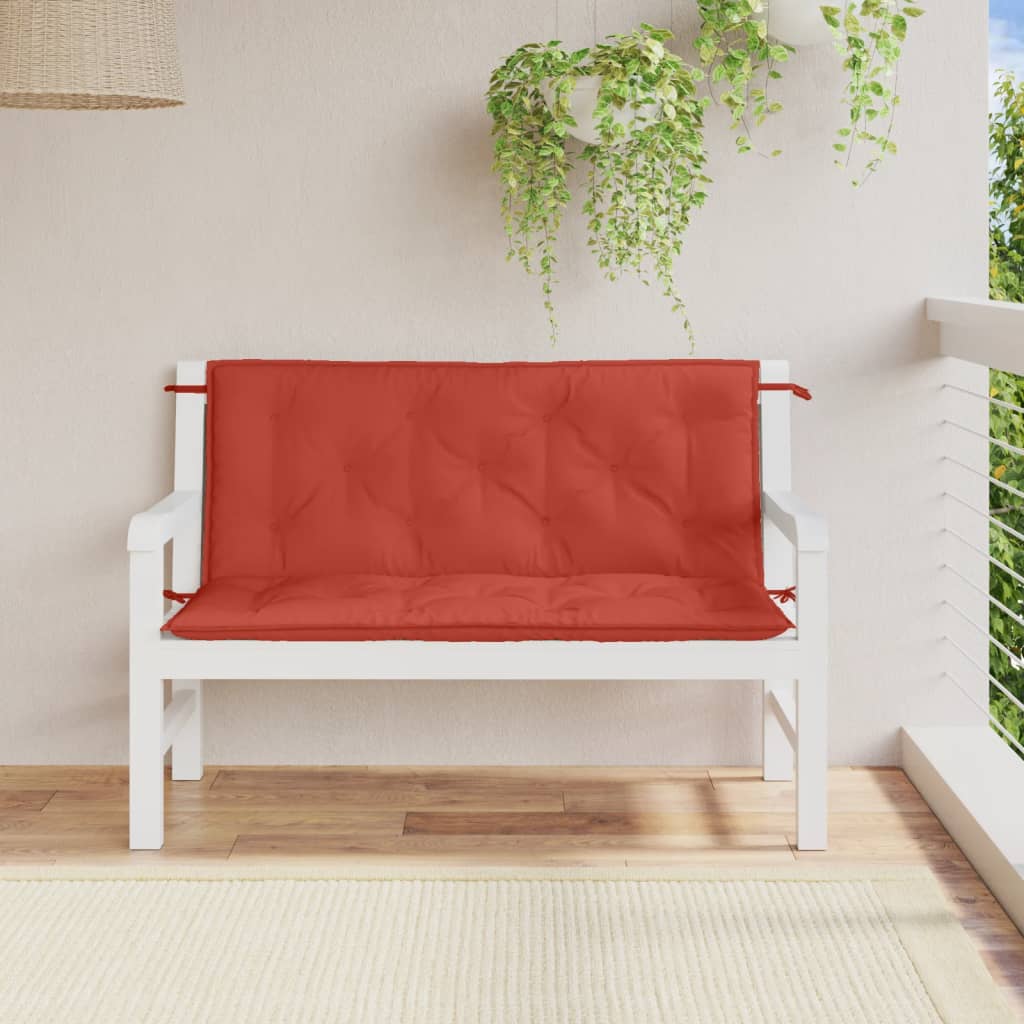 Vidaxl Garden Banch Cushions 2 PCS 120x50x7 cm tessuto misto rosso