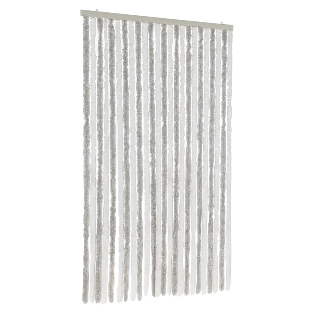Vidaxl Fly Curtain 100x220 cm Chenille grigio chiaro e bianco