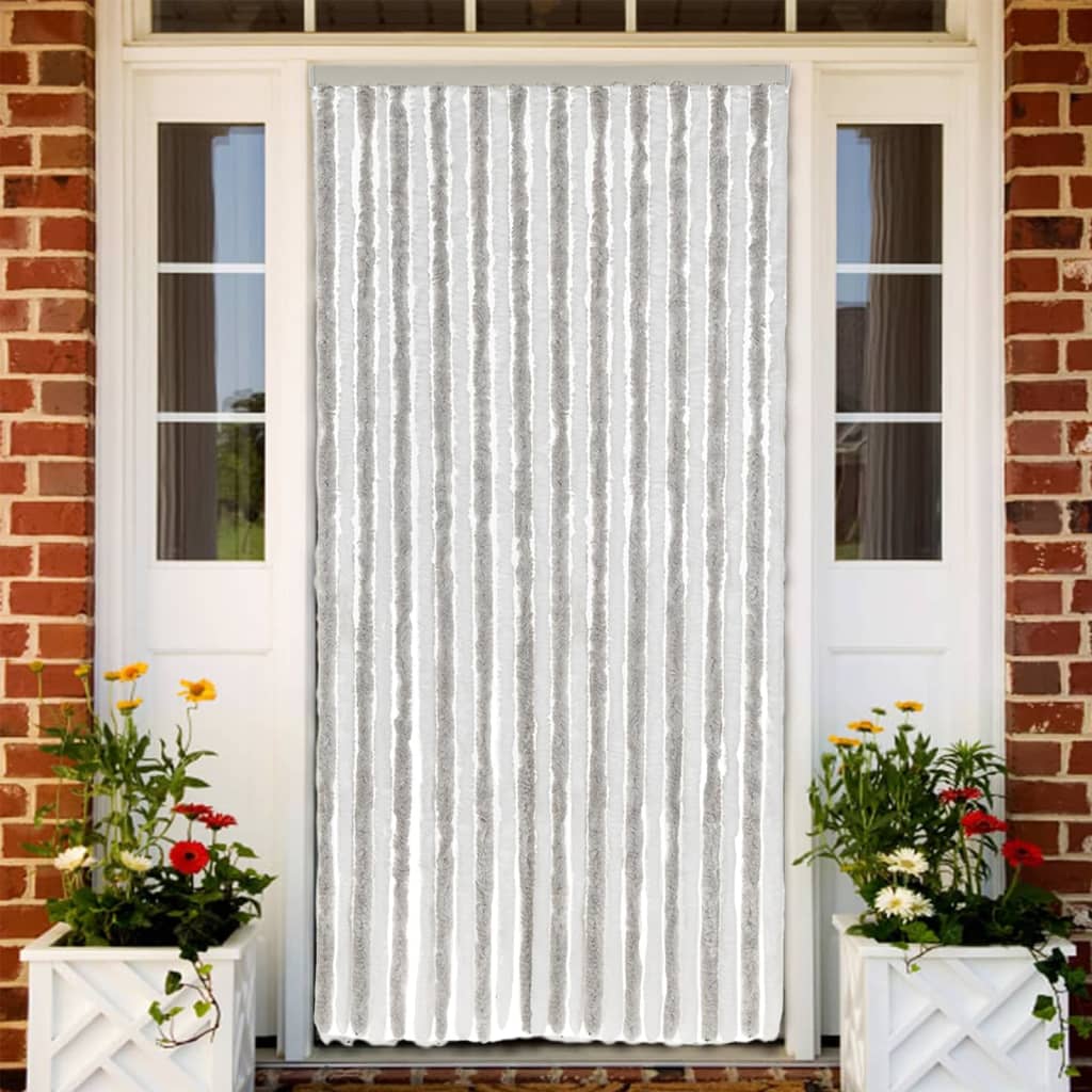 Vidaxl Fly Curtain 100x220 cm Chenille grigio chiaro e bianco