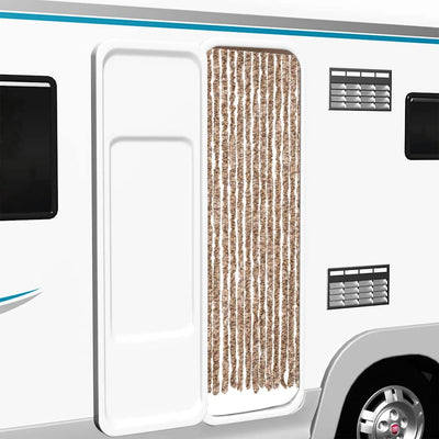 Vidaxl vliegengordijn 56x185 cm chenille beige en donkerbruin