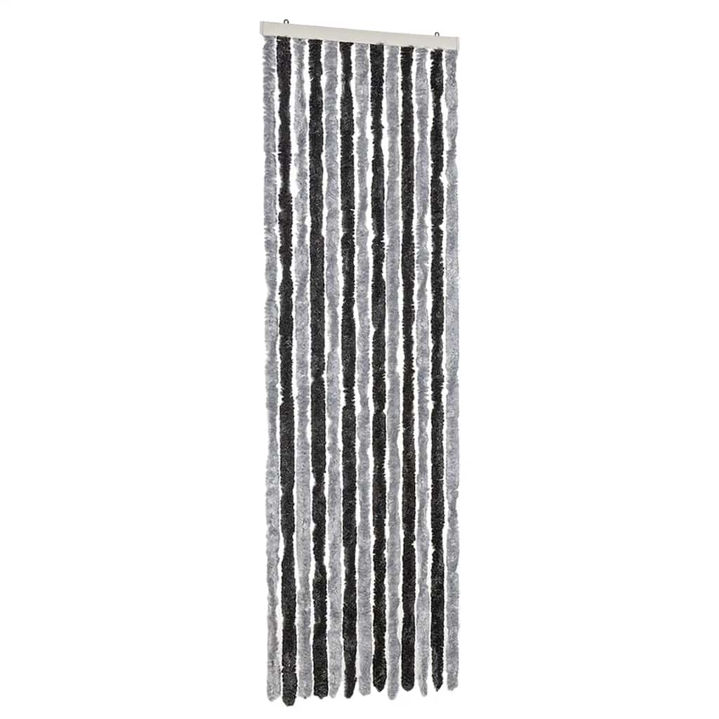 Vidaxl Fly Curtain 56x200 cm Chenille grigio e nero