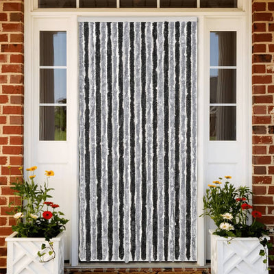 Vidaxl vliegengordijn 90x220 cm chenille grijs en zwart