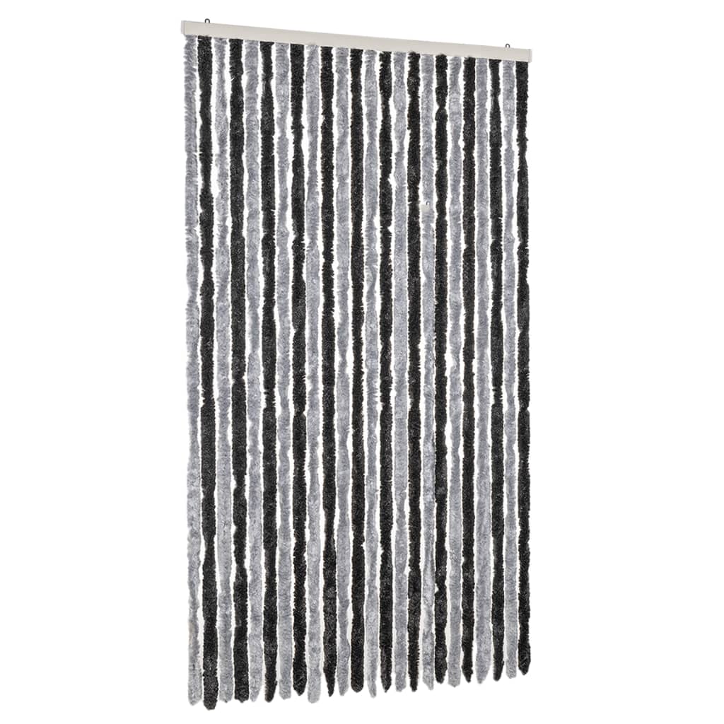 Vidaxl Fly Curtain 100x220 cm Chenille grigio e nero