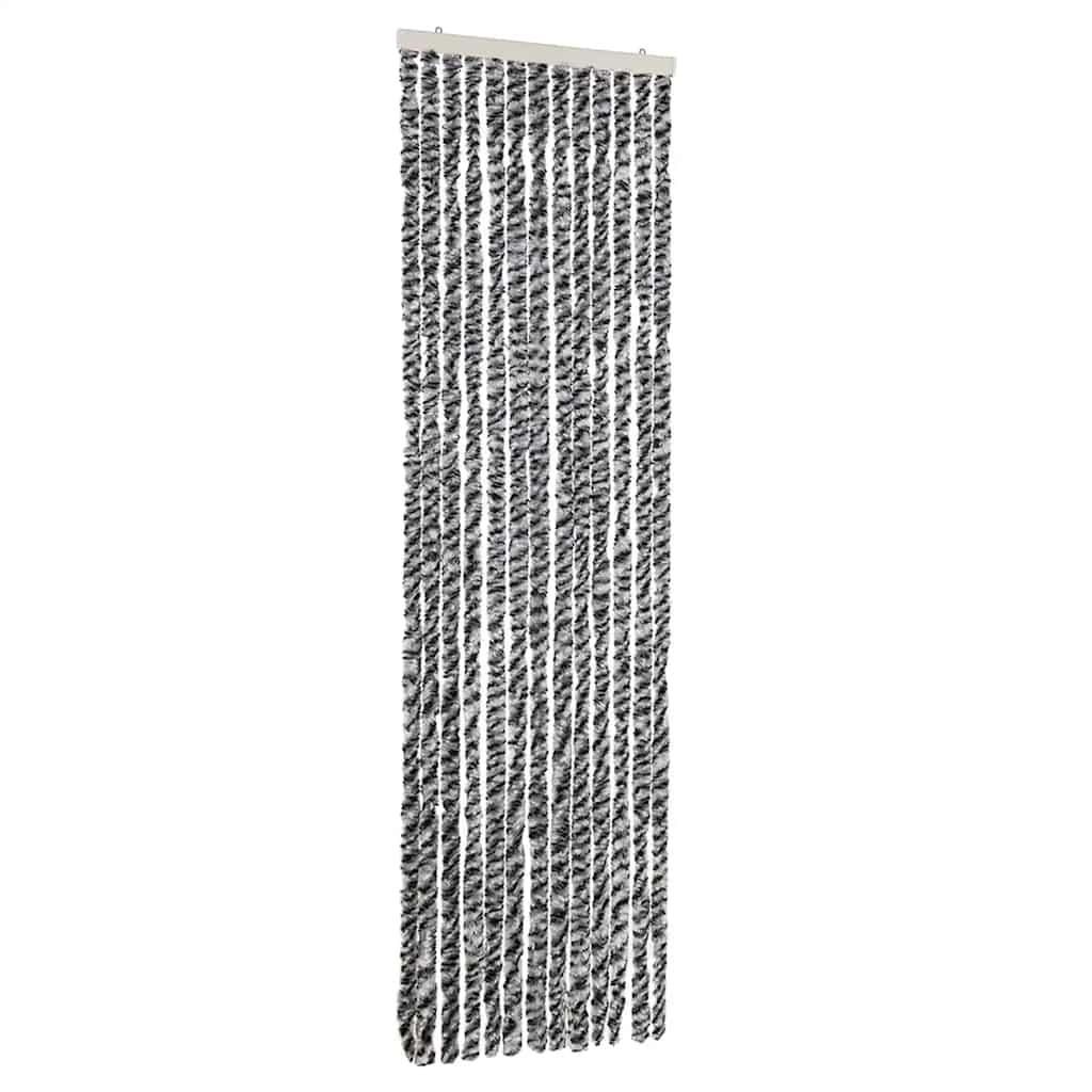Vidaxl Fly Curtain 56x200 cm Chenille grigio e bianco e nero