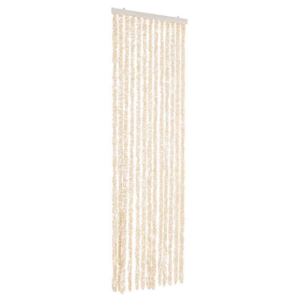 Cortina de mosca Vidaxl 56x200 cm chenille beige y blanco