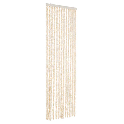 Cortina de mosca Vidaxl 56x200 cm chenille beige y blanco
