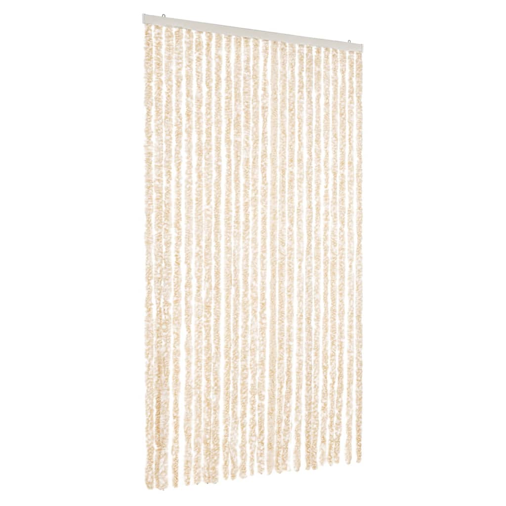 Vidaxl Fly Curtain 100x200 cm Chenille beige e White