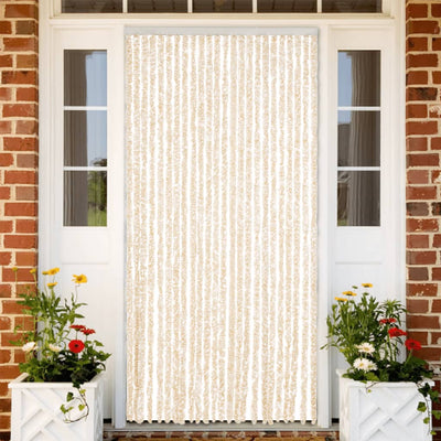 Vidaxl Fly Curtain 100x220 cm Chenille beige e bianco