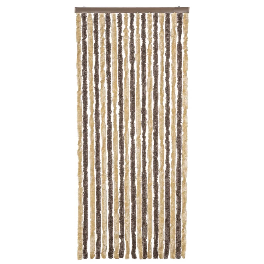 Vidaxl vliegengordijn 56x185 cm chenille donkerbruin en beige