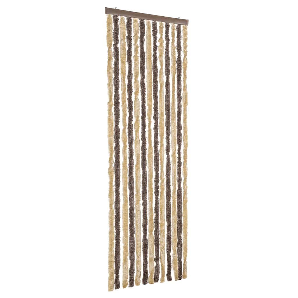 Vidaxl Fly Curtain 56x200 cm Chenille marrone scuro e beige