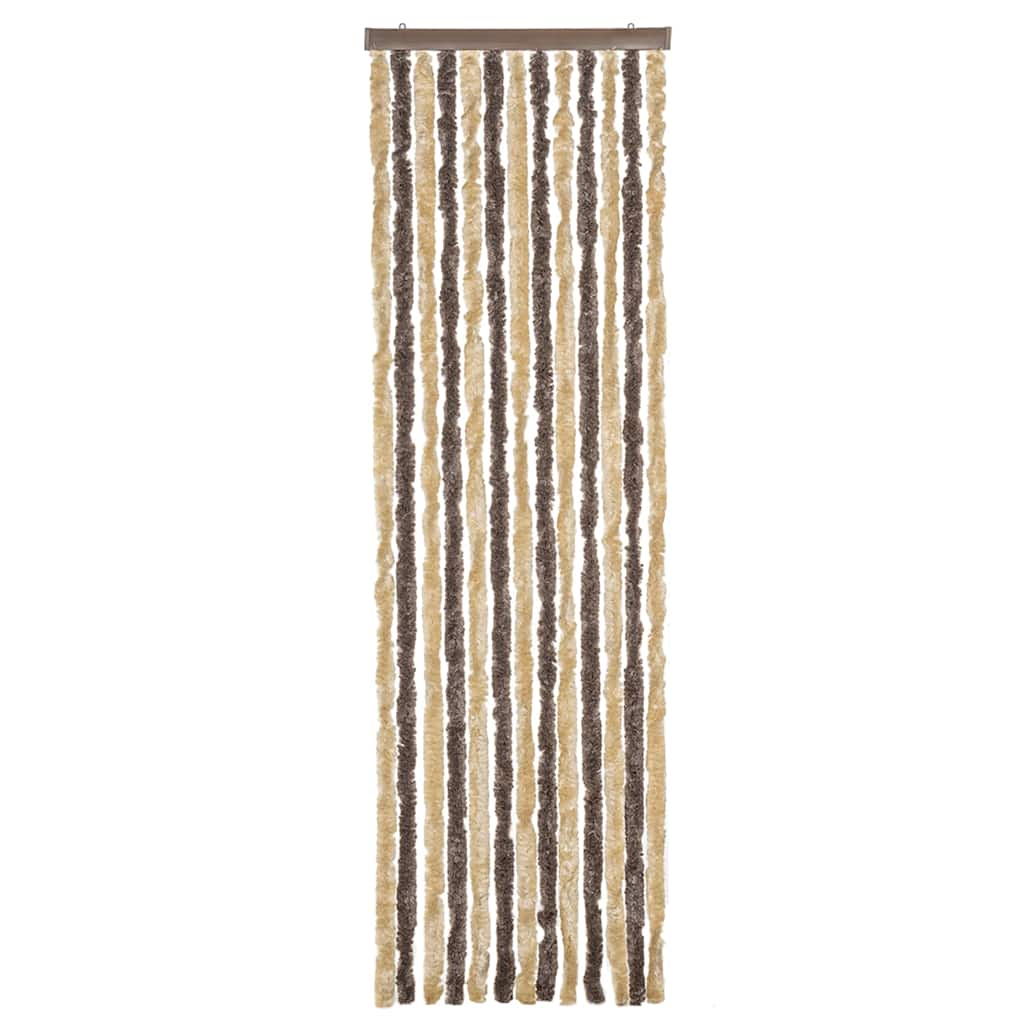 Vidaxl Fly Curtain 56x200 cm Chenille marrone scuro e beige