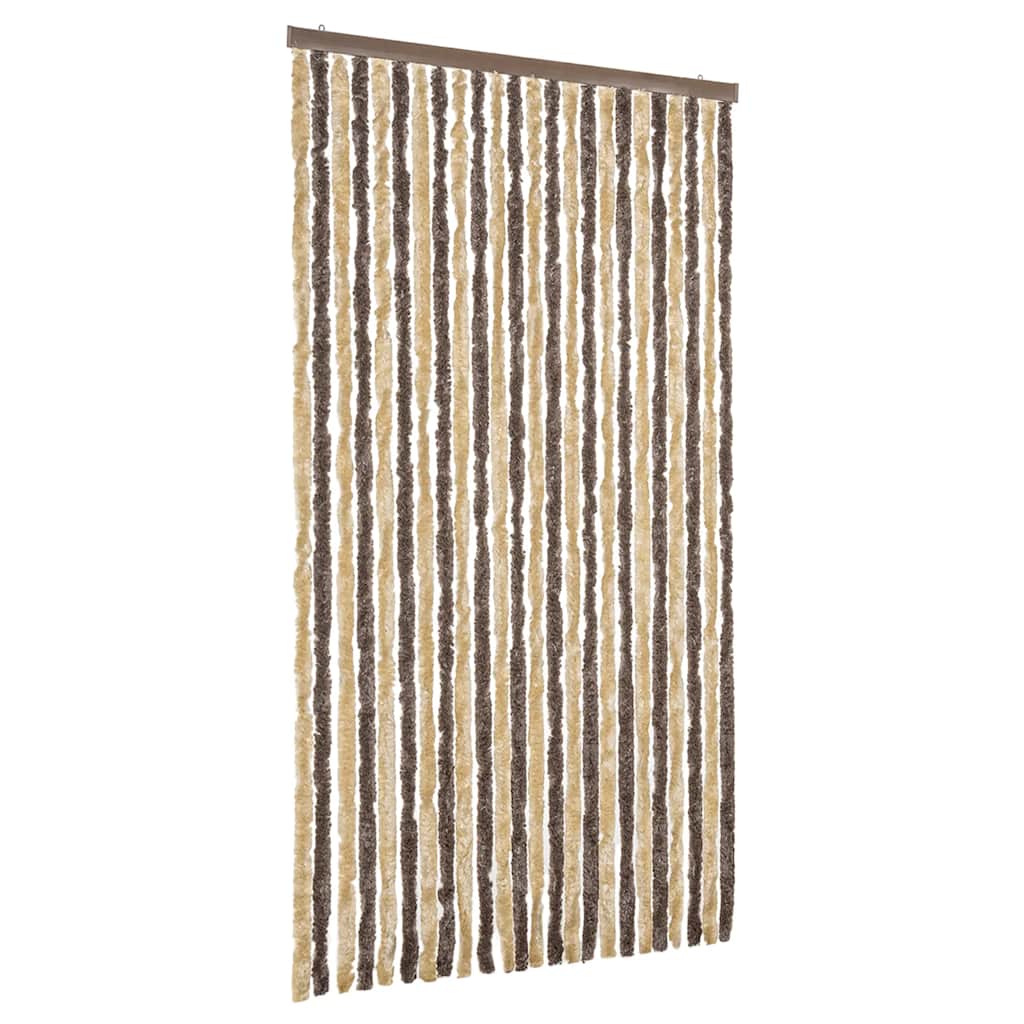 Cortina de mosca Vidaxl 100x220 cm chenille marrón oscuro y beige