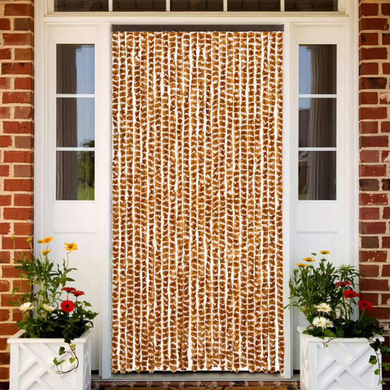 Vidaxl Fly Curtain 100x230 cm Chenille ocra e bianco