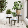 Vidaxl Standard pianta 3 St Ceramica blu e bianco