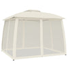 Vidaxl Arbor Side pareti di mesh e doppio tetto 2,93x2,93 m Crema in acciaio