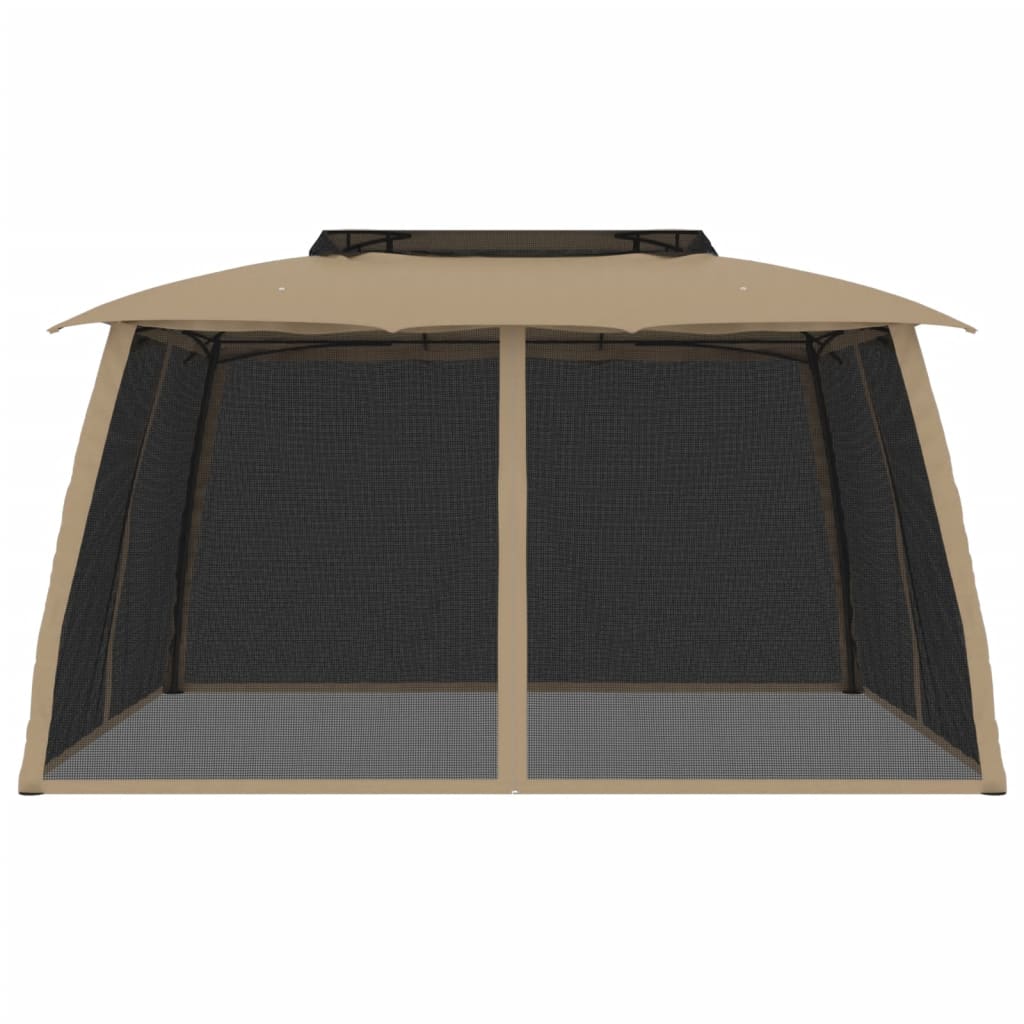 Vidaxl Arbor Side Walls of Mesh y Double Roof 3.93x2.93 M Cream de acero