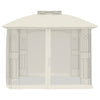 Vidaxl Arbor Side pareti di mesh e doppio tetto 2,94x2,94 m crema in acciaio