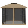 Vidaxl Arbor Side pareti di mesh e doppio tetto 2,94x2,94 m in acciaio Taupe