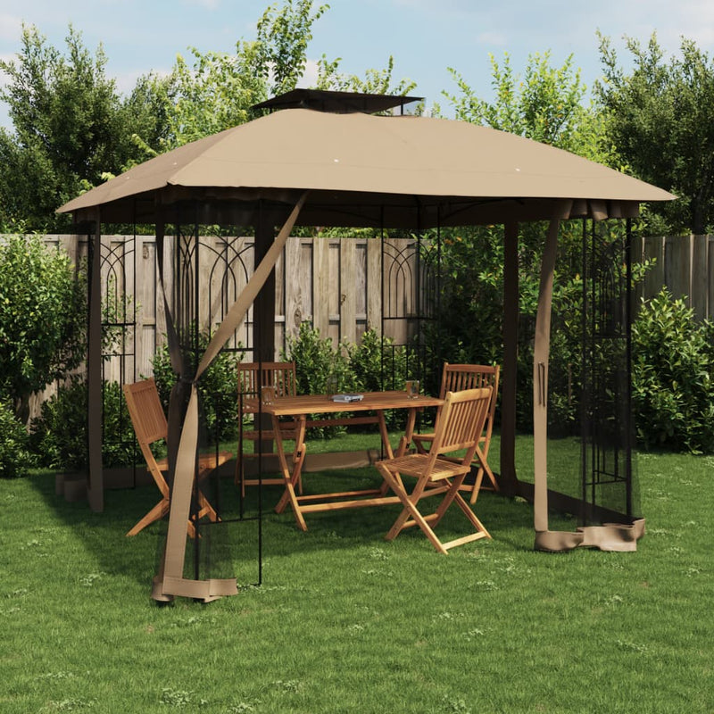 Vidaxl Arbor Side Mureds de malla y techo doble 2.94x2.94 M Topo de acero