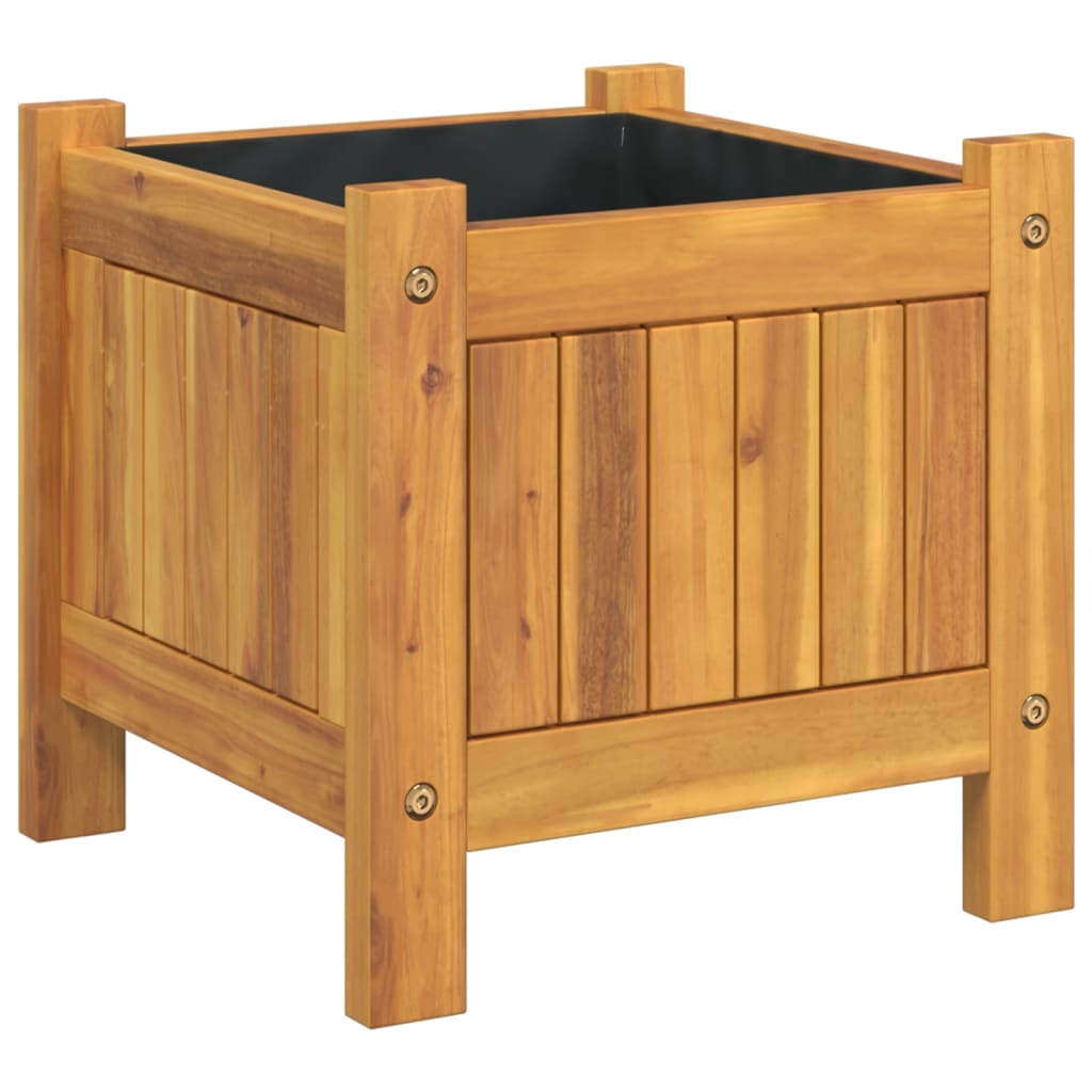 Fioriera Vidaxx con rivestimento 31x31x30 cm in legno massello di acacia